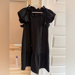 Black Ruffled Sleeveless Dress